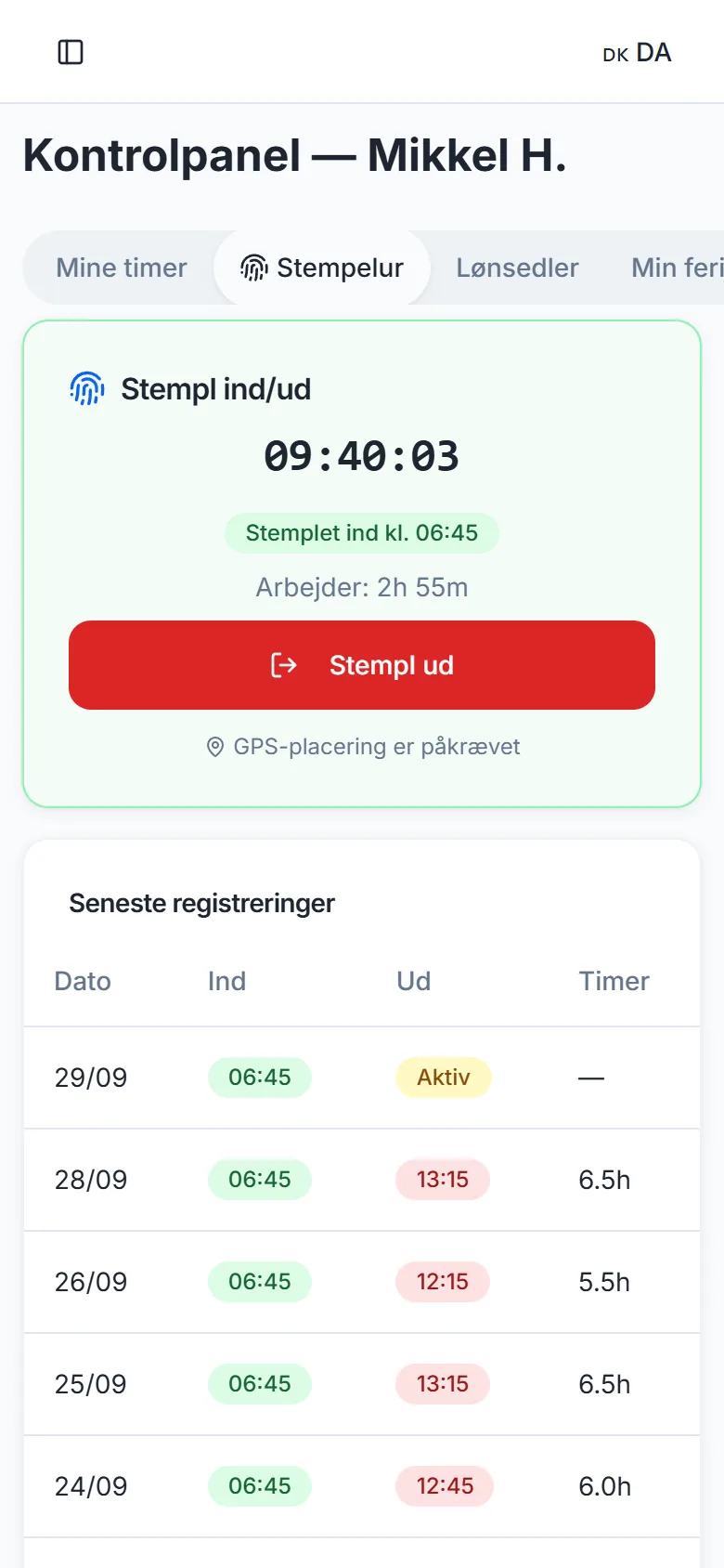 Stempling på mobilen med GPS-placering
